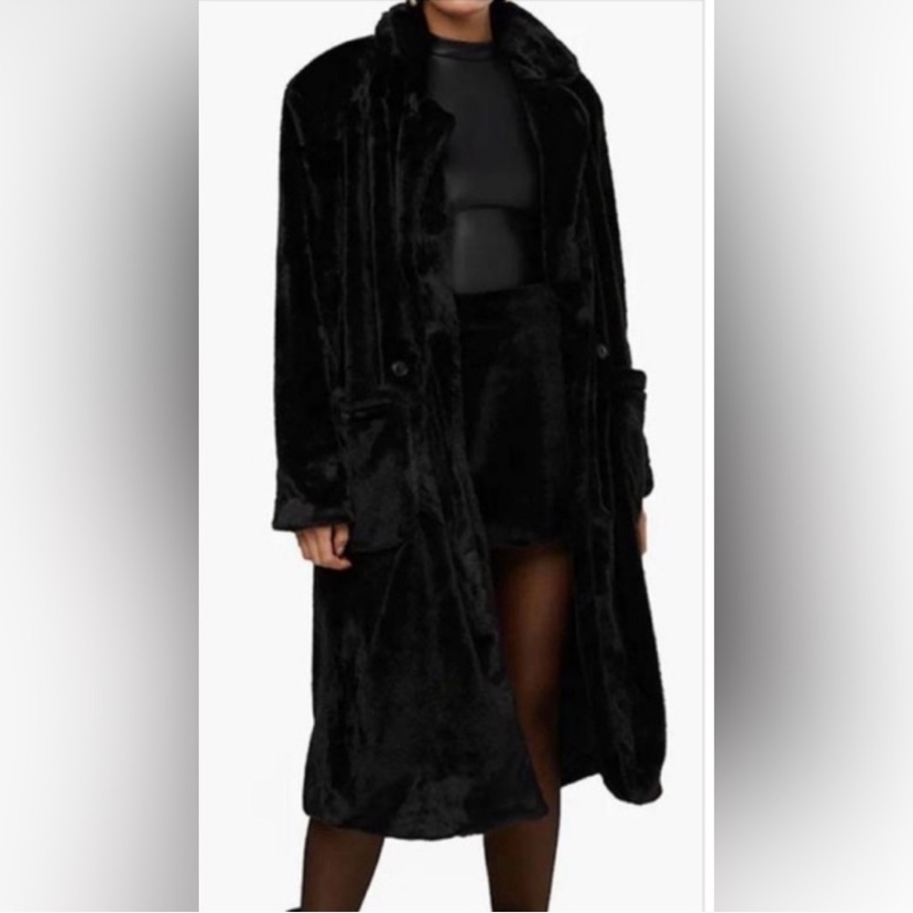 NWT WEWOREWHAT Faux Fur Blazer Jacket Black Women’s Large 6518